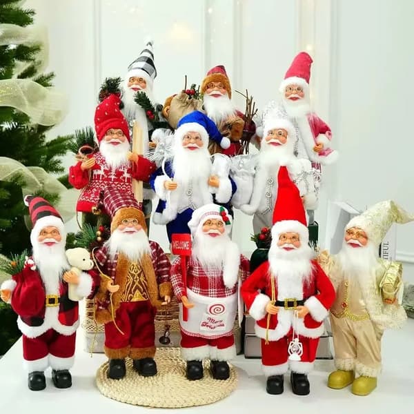 30 cm ny julemanddukke julepynt stående julemandsfigur pink