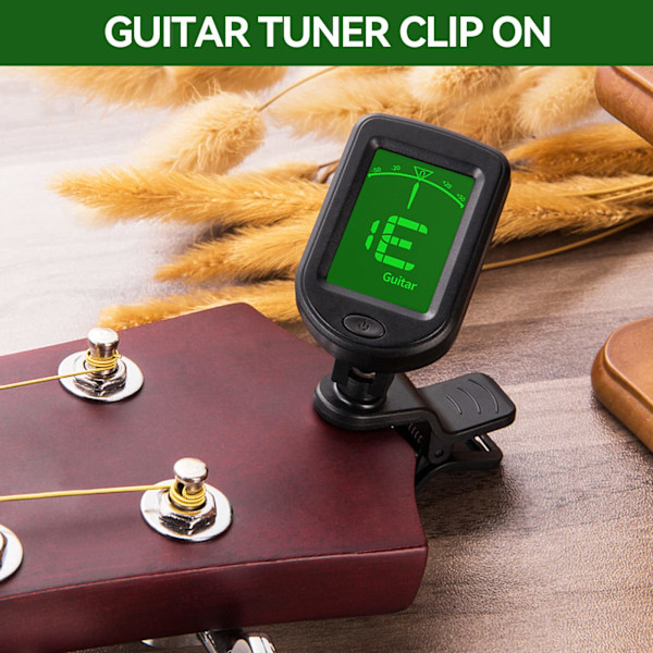 Gitarr Clip On Stämapparat, Digitala Stämapparater för Gitarrtillbehör med Plektrum, för Akustisk Gitarr, Elgitarr, Bas, Fiol, Ukulele(f2)