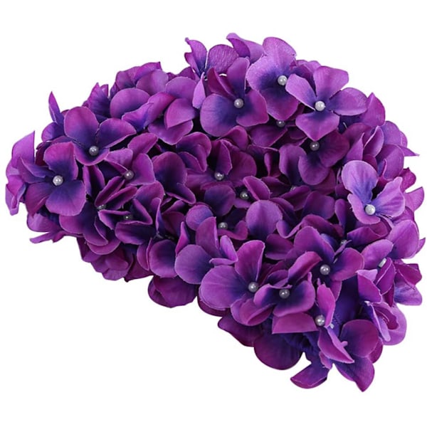 Blomsterblad Dame Badehat Badehætte Dame Retro Badehat til Langt/Kort Hår, Lilla(f2)