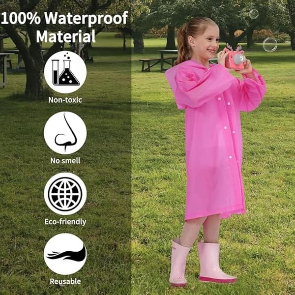 Regnponcho, regnjacka för barn, regnponcho för barn, 10-pack barnregnponchos - återanvändbara, vattentäta, barnregnponchos wi...