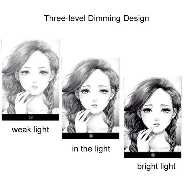LED Tegneplade 3-Niveauer Dæmpbar Bord Animation Maleri Pædagogisk Legetøj Gave Justerbar Lys Notesblok Til Børn A5-3 Level Dimmable