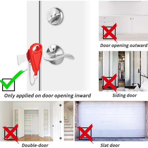 2-pack bärbart dörrstopp för hotell och dörr för extra säkerhet (F854)