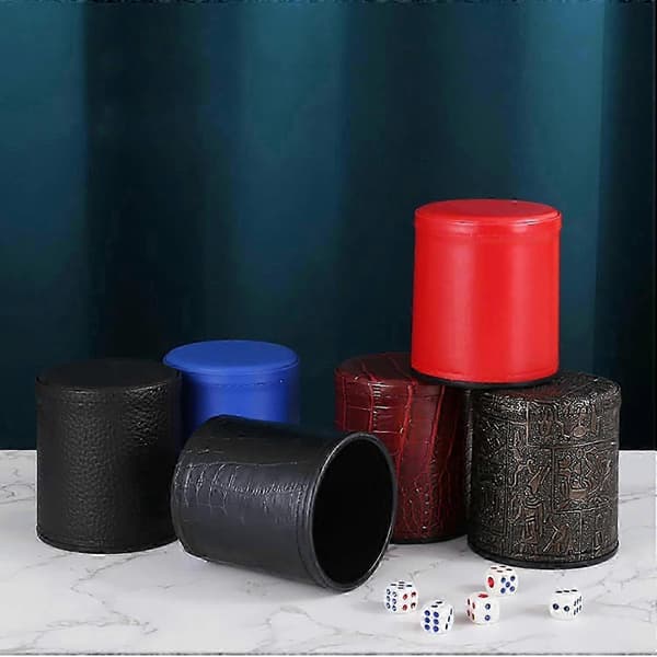Terningkopp med krokodillemønster, brunt lærdesign, plastbase for løgnerterningspill, bruk i bar{h}