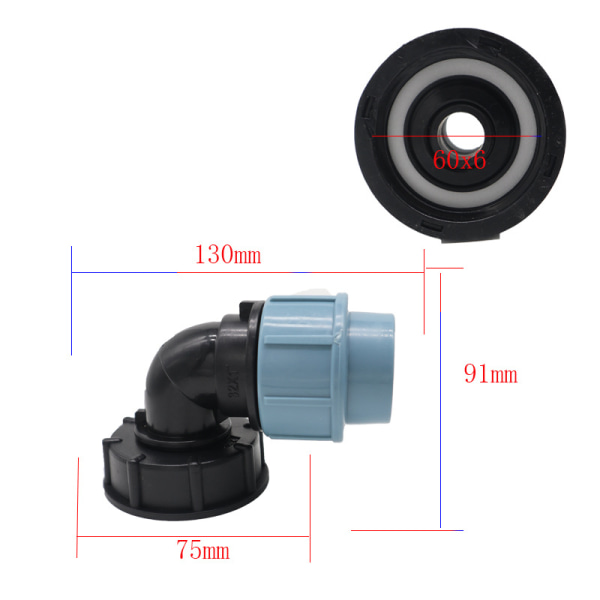 Ton Barrel Veden Säiliö Venttiili Liitin S60X6 IBC 20/25/32Mm Kyynärpää Ulostulo Sovitin Tynnyrit Liitososat - 32Mm