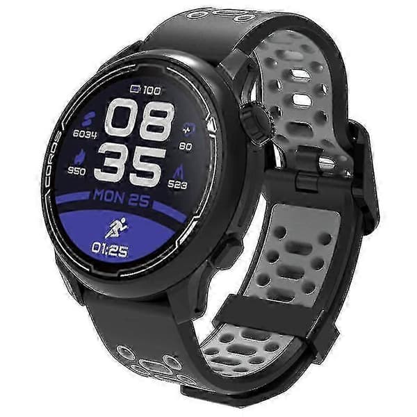 Dobbeltfarvet silikone urrem 20 mm kompatibel med Garmin Venu Sq 2 Coros Pace 2 Active 5 Black Grey