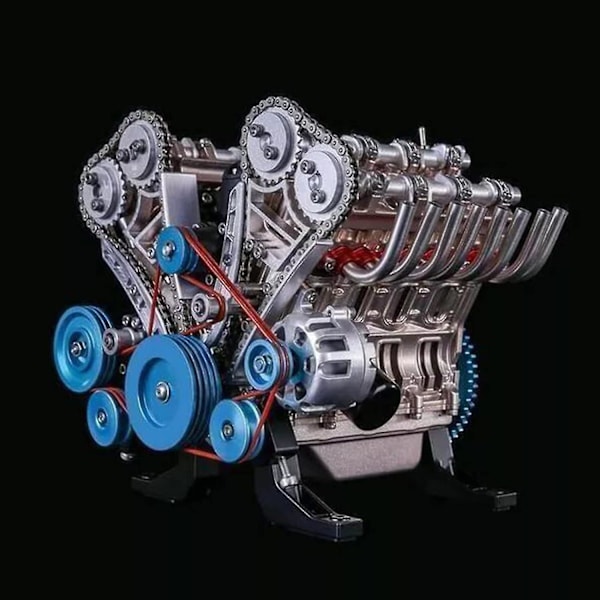 Motor Model Skrivebordsmotor, 8-Cylindret Inline Motor Model Byggesæt til Voksne, Mini Version af Motor Model Legetøj til Kontor, Hjem, KTV