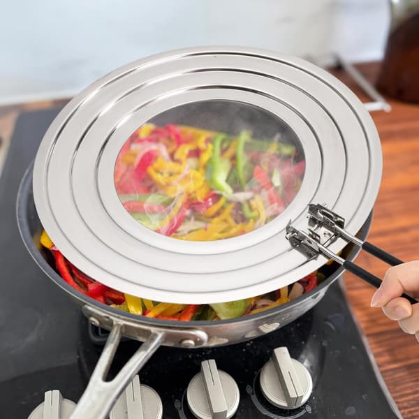 Sprutbeskyttelse for stekepanne - Sprutbeskyttelse med håndtak - Sammenleggbart nettinglokk i rustfritt stål 30 cm for matlaging
