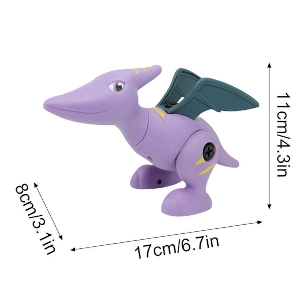 Dinosauruksen lelu Dino-lelu poralla STEM DIY opetuslelu työkaluilla lapsille Purple