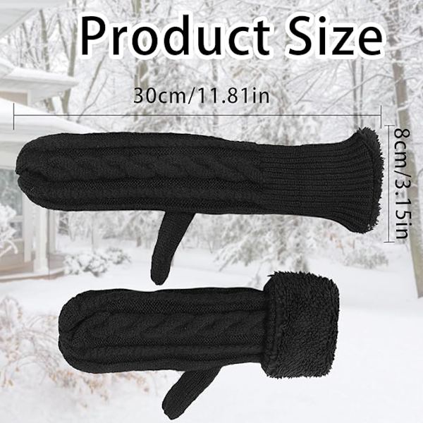 Varma vinterhandskar för damer, extra tjocka stickade handskar, varma stickade vinterhandskar för kvinnor. black