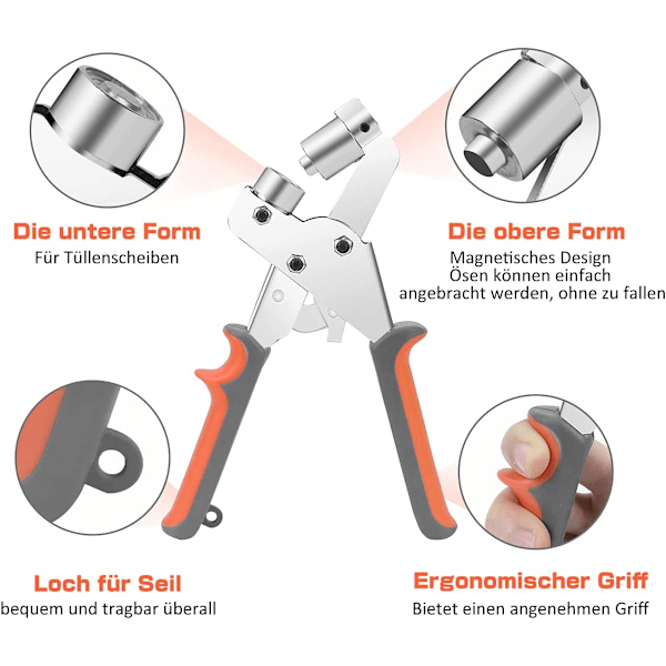 Cisea Øjeplade Tang, Professionelt Øjeplade Sæt med 100 Stykker (Indre Ø 10mm) Metal Øjer til Læder Stof Presenning PVC Gardin