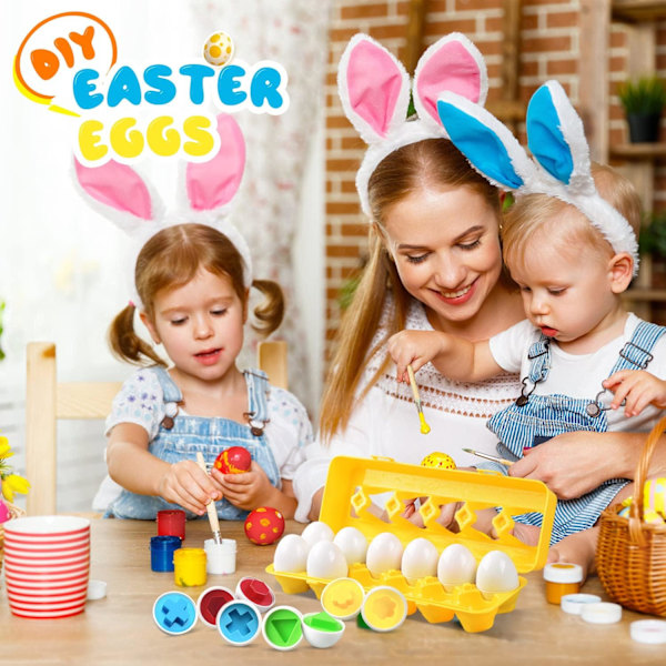 Vastaavat munat lelut Väri & Muotojen tunnistus Lajittelupeli, Montessori-lelut vauvalle Pääsiäisen matkalle Bingo-peli, Aistien varhainen oppiminen Hienomotorinen