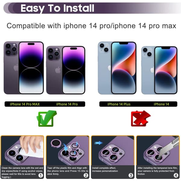 Beskyttelse for bakkamera for iPhone 14 Pro/14 Pro Max Photo Protecto