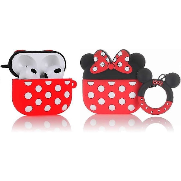 Passform designad för Airpods 3:e generationen 2021, Silikon Tecknad Sött Fodral Skyddande Stöttåligt Skal för Airpods 3 Minnie{F2] Minnie standard