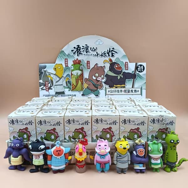 {hw} 24-delars blind box figur nyckelring, söt tecknad nyckelring med hål