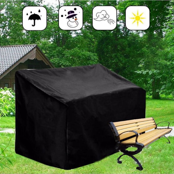 Musta suojapeite 3-istuttavalle puutarhapenkille, vedenpitävä