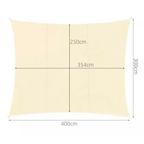 Vanntett solseil 4x3 m 180g/m2 Beige
