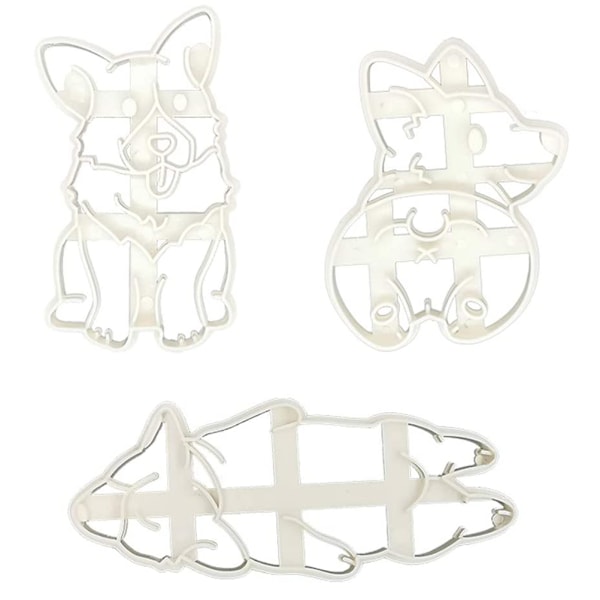 3 stk./sæt Søde Corgi Plastik Kageforme, Sjove Hundeformede Kageforme, Kagebageværktøj til Børn, DIY Form