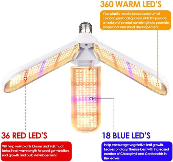 LED Vækstlys, 150w Fuld Spektrum Vækstlys, Foldbart, Velegnet til Indendørs Planter, Drivhuse og Hydroponik, Vækstlys med E27 Strømkabel{XH}