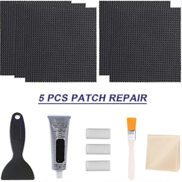 5-pack Snabb Trampolin Reparationskit 4 X 4 Fyrkantiga Lappar Kit med Limborste Skrapningshandskar och Torkduk Trampolinmatta Reparation