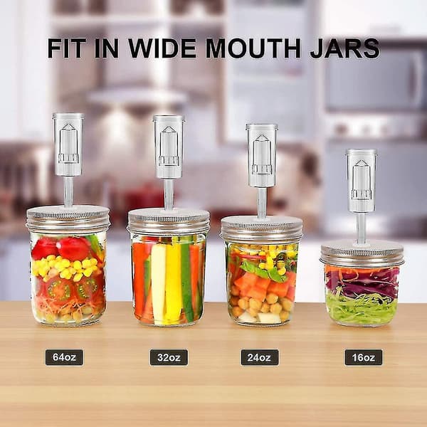 Mason Jar-set med bred öppning, fermenteringslock och luftsluss - Köksaccessoarer 87mm