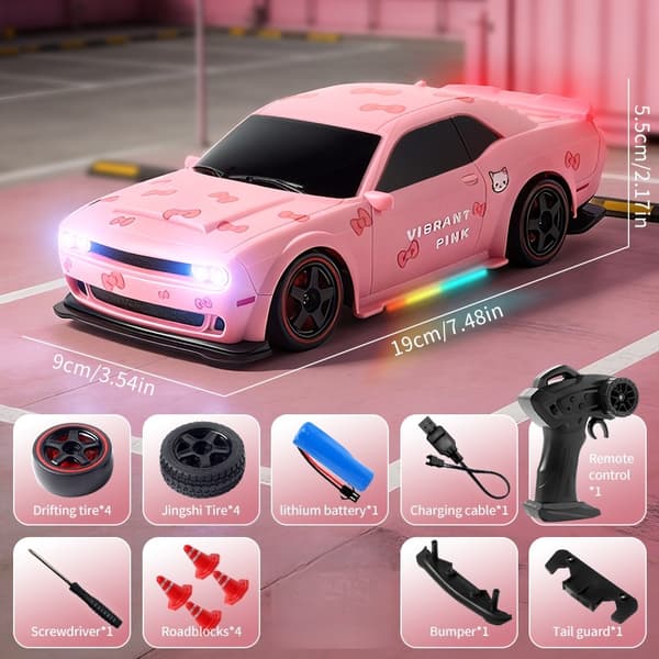 Pinkki Dodge Hellcat RC-auto, 4WD nopea driftaava kauko-ohjattava auto lapsille
