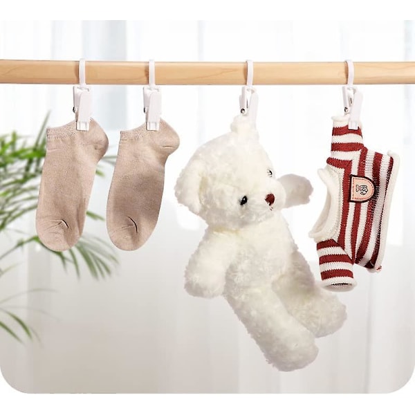Erittäin vahva perhematka pyörivä ripustettava muovinen pyykkikoukku, pyykkipoika, hattuklipsi - 11 cm (valkoinen) 10 kpl