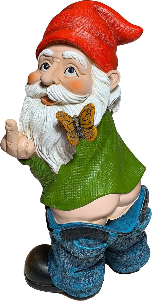 Mood Lab Havenisse - Bukser Nede Nisse - 23,6 cm Høj Statue Havefigur{f2}