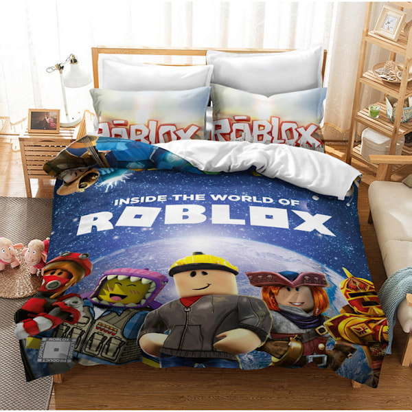 Roblox Påslakan Sängkläder Tryckt Mikrofiber Påslakan med Dragkedja 135*200cm