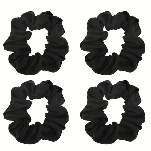 Hårelastikker til kvinder – 4 stk. sorte elastiske hestehaleholdere til alle hårtyper – Hjemmeudgave 4Pcs black
