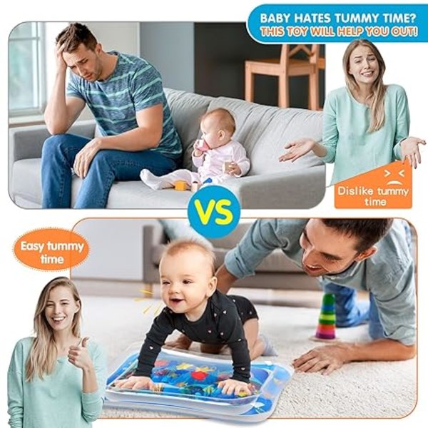 Oppblåsbar mageleke Premium Baby Vannlekematte for spedbarn og småbarn Babyleker for 3 til 24 måneder, Styrk babyens muskler{f222}