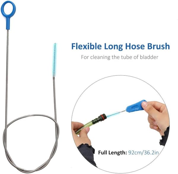 Rengöringskit för vätskeblåsa - 4-i-1 flaskborstset med torkställ - För CamelBak Blå