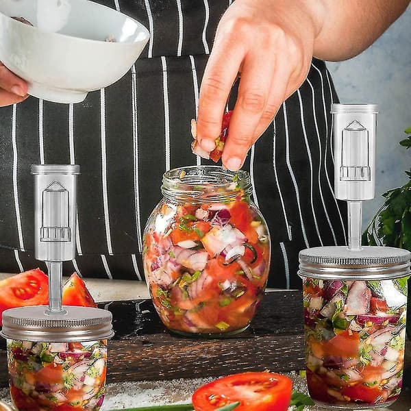 Mason Jar-set med bred öppning, fermenteringslock och luftsluss - Köksaccessoarer 87mm