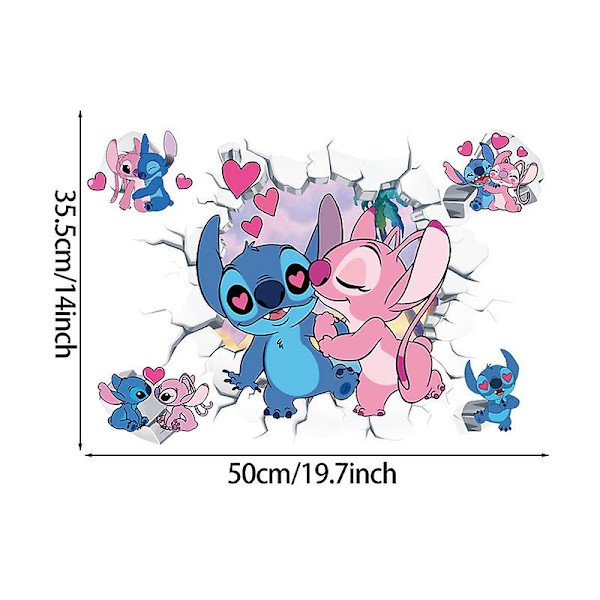 Stitch 3D seinätarrat lastenhuoneen graffitit itseliimautuvat lasioven tarrat sarjakuva juliste animoidut tarrat{f2}