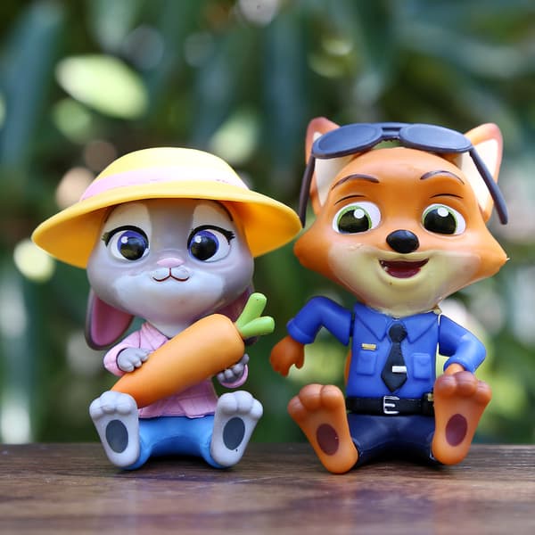 Zootopia Dyrefigurer | Sæt med 6 siddende dyresamlerobjekter | Sødt skrivebordsdekoration