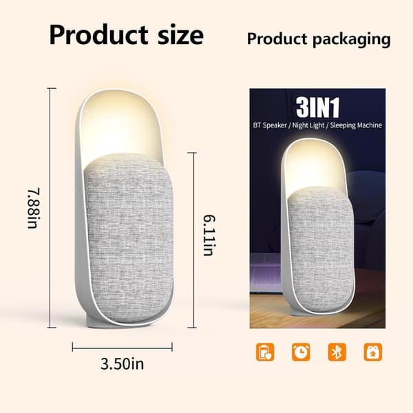 Bluetooth Højttaler Natlampe 3 i 1 Dæmpbar LED Sengelampe USB Genopladelig til Soveværelse Stue Sort