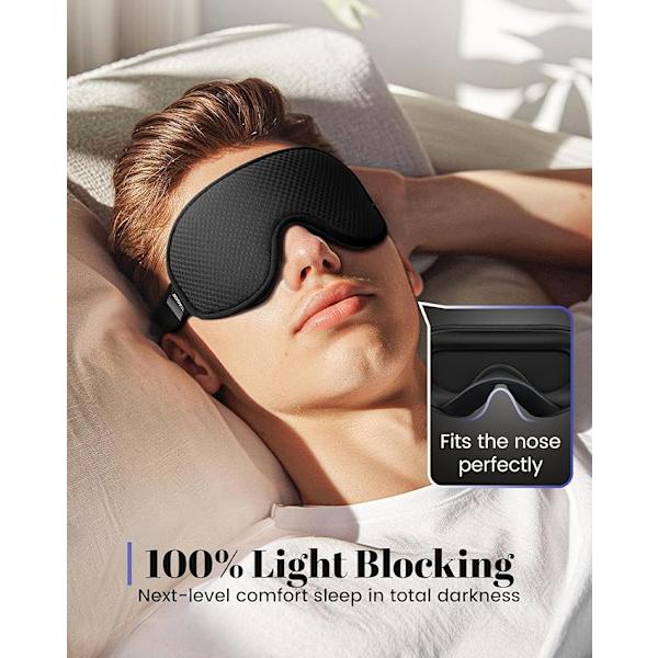 WAOAW Sovmask för Män Kvinnor: Mörkläggande Ögonmasker för Sömn - 3D Andningsbar Mjuk Bekväm Ögonmask för Resor - Justerbar