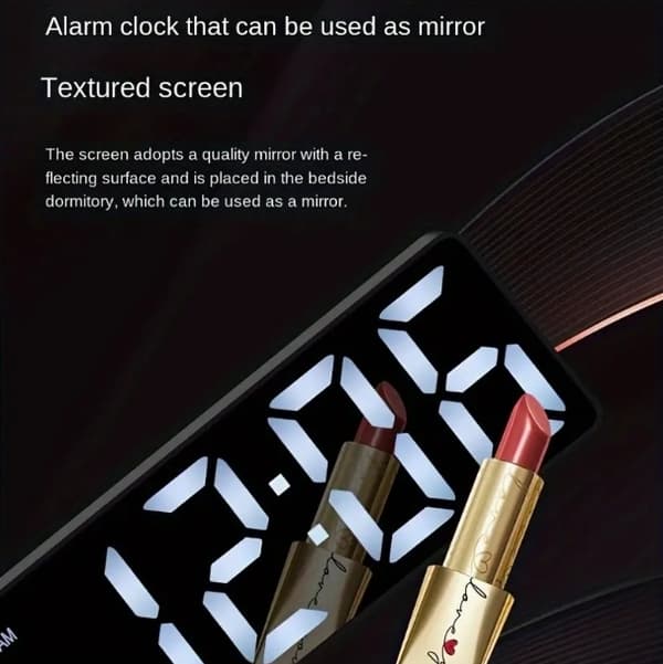 Modern LED Spegel Digital Väckarklocka med Temperaturvisning för Sovrum och Vardagsrum i Vitt