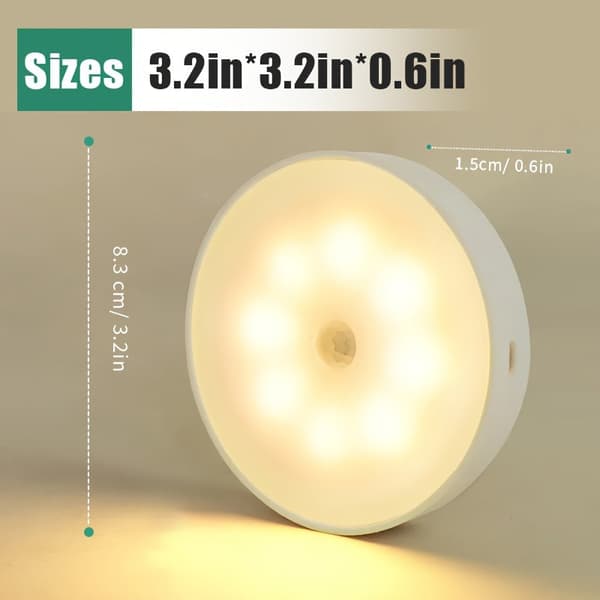 LED Rörelsesensor Nattlampa (2st/4st) – USB Uppladdningsbar Trådlös Nattlampa för Korridor, Sovrum & Julklappar 【white】 2pcs