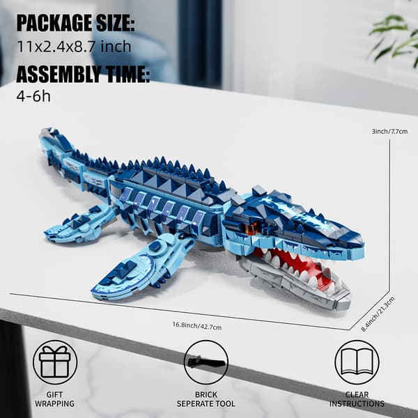 Dinosaurusrakennuspalikkamalli – Mosasaurus-kokoamislelu Mosasaurus