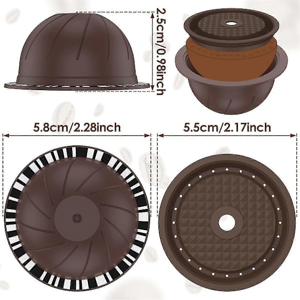 st Återanvändbara Vertuo Kapslar För Nespresso Maskin, Kaffekapsel Med 2 Silikonlock 1 Sked Och Borste, (150ml)