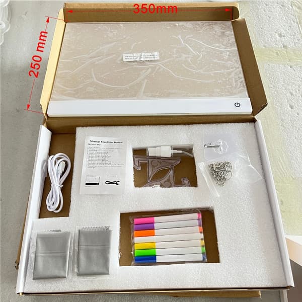 Oppladbart LED-tegnebrett, viskbart DIY-lysskrivebrett for barn White border 35×25cm
