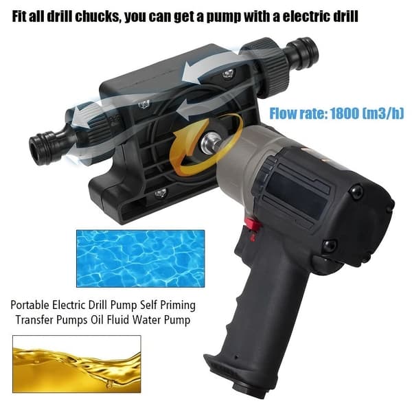 Elektrisk Borrpump - Munstycke - Liten Vattenöverföring/Dränering (F2) Black - Grey