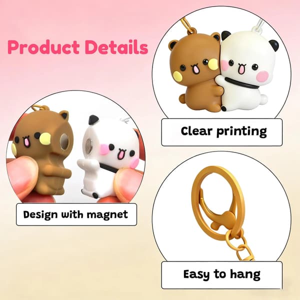 2 st. Bubu & Dudu Anime Nyckelringar, Kawaii Matchande Magnetisk Nyckelring för Par Vänner – Söt Tecknad Present till Flickvän