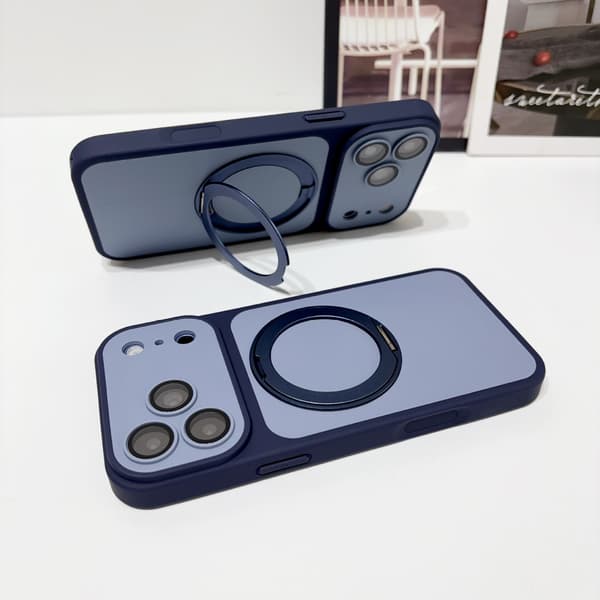 Magnetisk iPhone-deksel med roterende stativ, støtsikkert beskyttelsesdeksel for iPhone 18/17/16, justerbar telefonholder*iPhone 13 Pro Max*Mørkeblå Dark blue iPhone 13 Pro Max