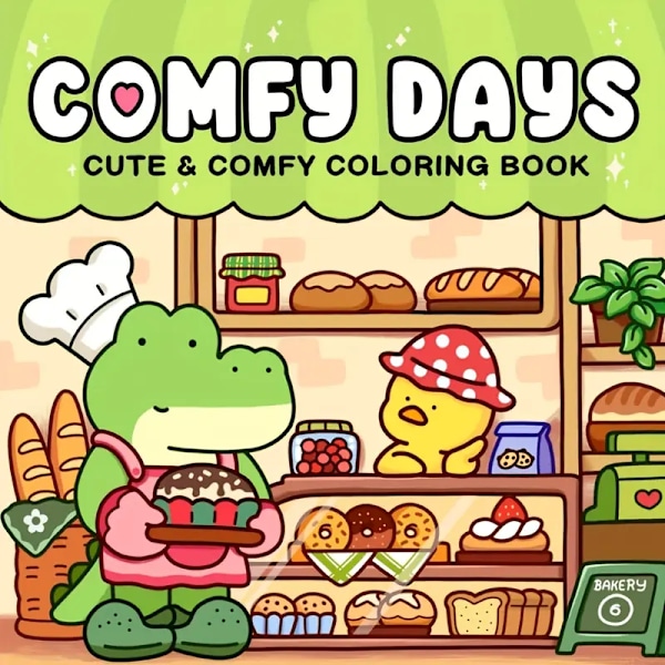 Comfy Days Målarbok, Uppgraderad Deluxe Edition, 44 Sidor, Tjockt Papper, 19.99/19.99cm Unikt Omslag