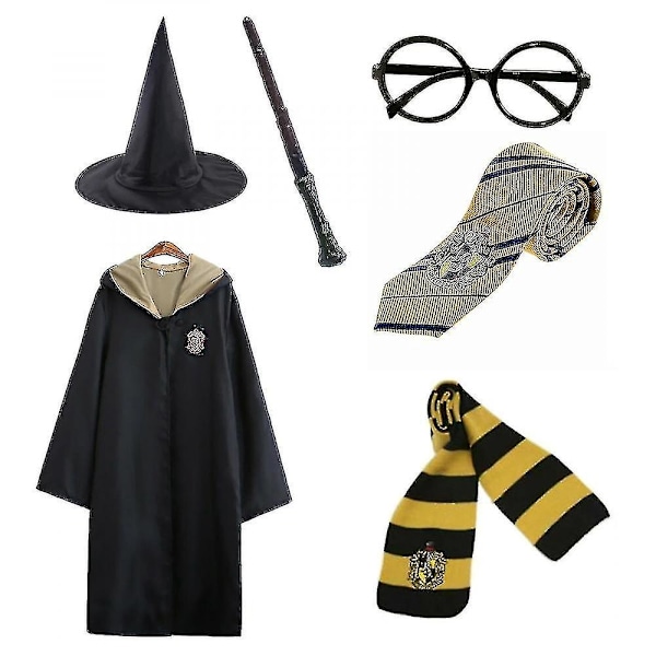 Harry Potter 6-os setti - Taikuri Noita Fantasiapuvut - Täydellinen keltainen yellow 125cm (5-6 years)