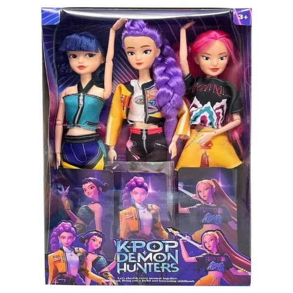 K-Pop Demon Hunters Chibi Figur Sæt | Søde Resin Dukker til Skrivebordet *Sæt med tre dele [med kort]*