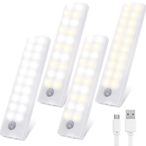 USB LED Rörelsesensor Ljuslist – Magnetisk Garderobsskåp Under Skåp Lampa*Vitt ljus*30CM White light 30CM