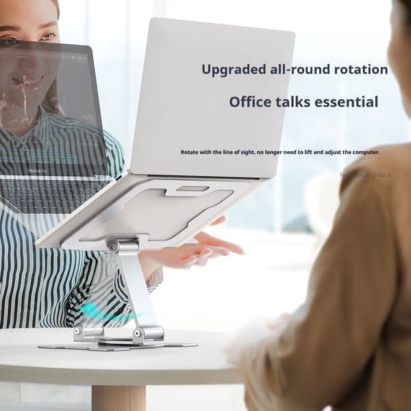 Laptopställ deluxe version, ergonomisk design, 360° vridbar, kolstål, 25*20 cm, silver