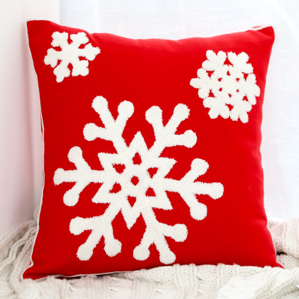 Christmas pillow three-dimensional embroidery snowflake cushion cover